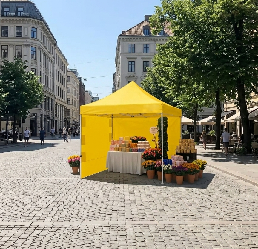 Brändätty tapahtumateltta aktivointipisteelle